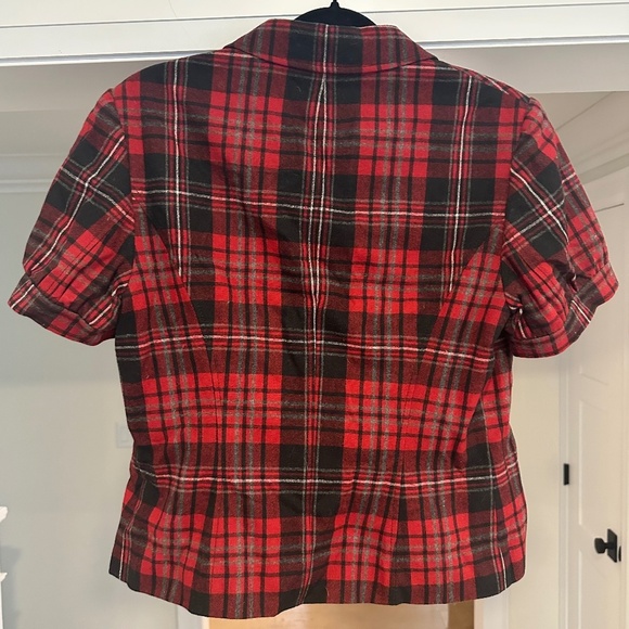 Betty Barclay Collection Red Plaid Short Sleeve Blazer - Size US 10 - Picture 2 of 10